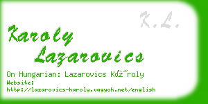 karoly lazarovics business card